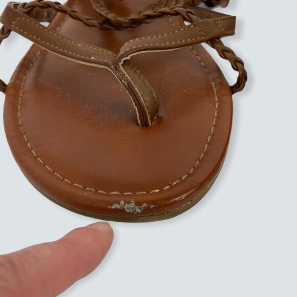 Mia Dannie Gladiator‎ Sandals Brown Braided Size 9 Flat Bohemian Boho Strappy - Picture 11 of 12